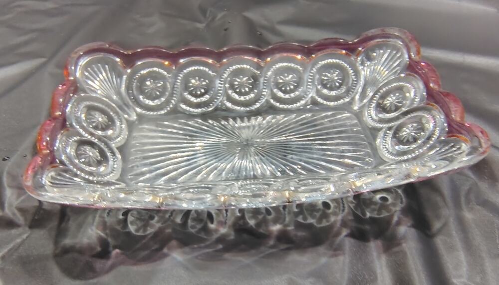 EAPG US Glass Ruby Stained Rectangular Glass Celery Dish